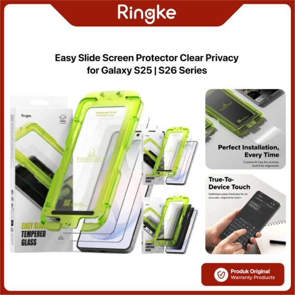 RINGKE Tempered Glass Samsung Galaxy S26 S25 Ultra Plus RINGKE Easy Slide Screen Protector Clear HD Privacy Anti Spy With Tray Installation Screen Protector Guard 2 Pack