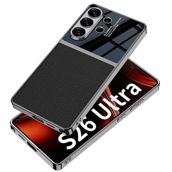 Case Samsung Galaxy S26 Ultra Plus GKK Grossy Glass Texture Leather Sleek Metal Frame Protective